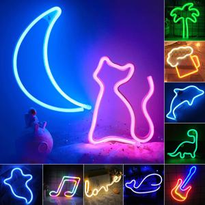 USB/배터리 LED 네온 사인 조명 파티 벽 아트 장식 룸 바 맥주 네온 램프 벽 교수형 네온 사인 음표 야간 조명