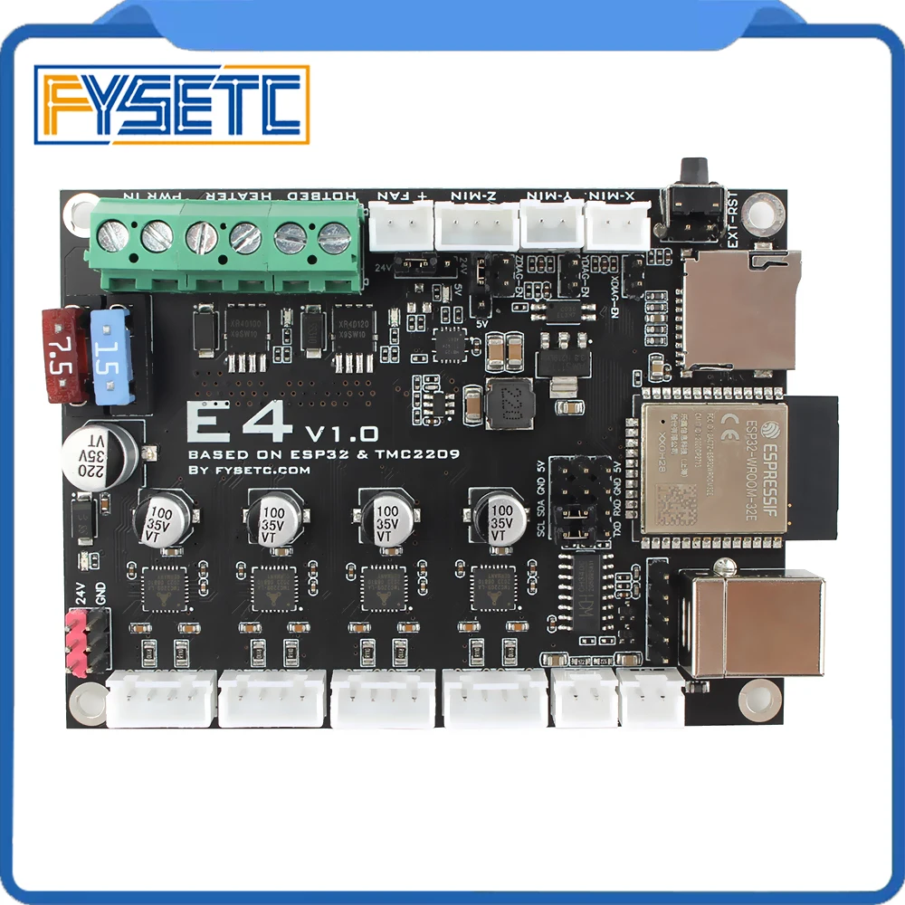 FYSETC 와이파이 및 블루투스 내장 E4 보드, TMC2209 240MHz 16M 플래시 3D 프린터 제어 보드, 3D 프린터 기반, 4 개
