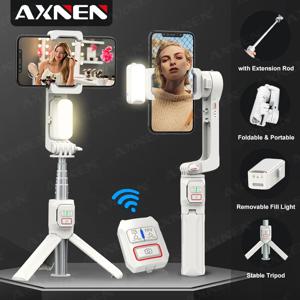 AXNEN A10 핸드헬드 짐벌 스마트폰 안정기(필 라이트 연장 막대 포함) iPhone Samsung용 원격 핸드폰 셀카 스틱