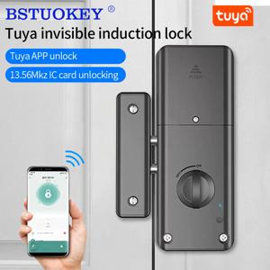 드릴링 없음 스마트 Tuya App 나무 문용 Bluetooth 실내 보이지 않는 잠금 장치 전자 13.56 IC 카드 잠금 지원 Wifi 게이트웨이