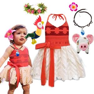 디즈니 Baby Girls Moana 홀터 드레스 역할 놀이 공주 드레스 여름 의류 하와이 유아 Vaiana 귀여운 미니 Sundress 1-6Y