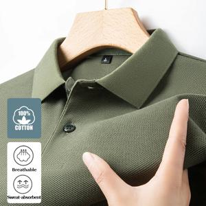 남성용 100% 면 폴로 셔츠 -2024 여름 패션 캐주얼 반소매, 통기성 라펠 티, 10가지 색상, 골프 및 스포츠에 이상적
