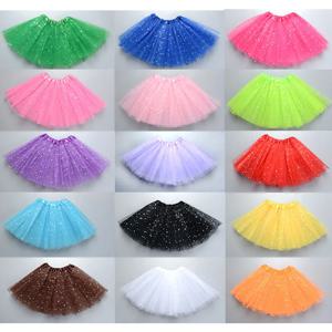 키즈 베이비 스타 반짝이 댄스 투투 스커트 소녀 스팽글 3 레이어 Tulle 유아 Pettishirt 어린이 쉬폰 2-8T