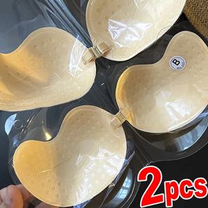 보이지 않는 Strapless 접착 스틱 브래지어 Strapless 푸시 업 브래지어 여성 섹시한 Backless 란제리 원활한 실리콘 Bralette 속옷