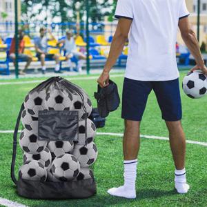 메쉬 축구 공 가방 지퍼 포켓이있는 초대형 Drawstring 농구 보관 가방 배구 축구 네트 팩 체육관 가방