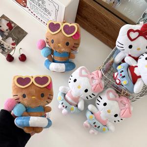 10cm Sanrio 플러시 인형 부드러운 인형 키 체인 만화 헬로 키티 플러시 가방 펜던트 액세서리 소녀 선물 키즈 완구