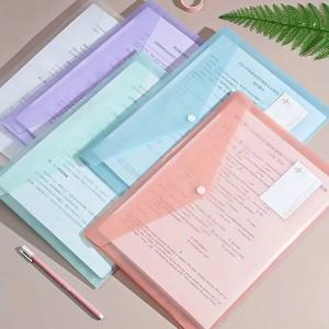 WQN-5PCS PP 플라스틱 봉투 학교 사무용품에 대 한 단추 A4 크기와 명확한 재사용 가능한 플라스틱 봉투 방수 폴더
