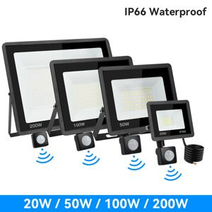 LED PIR 모션 센서 투광 조명, 야외 벽 조명, 50W, 30W, 20W, IP66 방수, 정원용 LED 스포트라이트