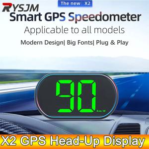 AD NEW X2 GPS HUD 자동차 속도 헤드 업 디스플레이 디지털 속도계 큰 글꼴 KMH 액세서리 모든 자동차 용 GPS + Beidou 듀얼 칩셋