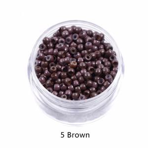 1000Pcs 3.0mm 헤어 비즈 실리콘 라이닝 구리 나노 링 헤어 익스텐션을위한 마이크로 링크 비즈 블랙/다크 브라운/금발