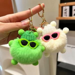 봉제 열쇠 고리 엘프 렉스 토끼 머리 펜던트, 모조 봉제 펜던트, 석탄 공, 다채로운 귀여운 크리에이티브 가방 펜던트