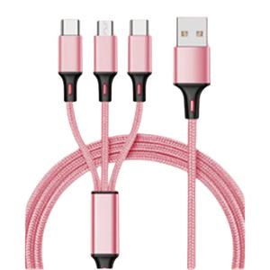Apple Android Typec 3-in-1 고속 충전 1.2m 나일론 브레이드용 드래그 3개 데이터 케이블 1개 편리하고 빠른 데이터 전송