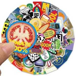 60PCS 멋진 기능 스타일 간단한 레트로 레이블 비닐 방수 스티커 물병 노트북 스케이트 보드 스크랩북 수하물 어린이 장난감