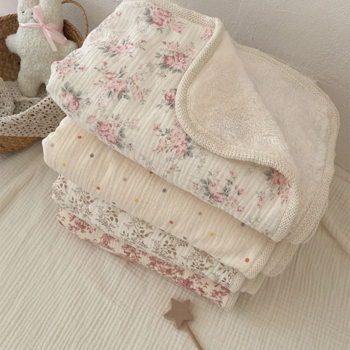 신생아 양털 면화 모슬린 Swaddle 침구 벨벳 유모차 커버에 대한 겨울 아기 ​​담요 새로 태어난 어린이 담요 어머니 키즈