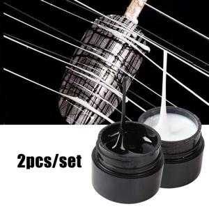2pcs 크리 에이 티브 스파이더 손톱 드로잉 젤 블랙 화이트 페인팅 와이어 웹 라이너 세미 퍼머넌트 UV 실크 광택 매니큐어 폴란드어 장식