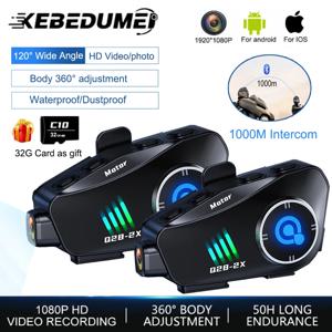 Kebidumei BT5.3 오토바이 헬멧 인터콤 헤드셋 intercomunicador moto 1000m 음악 공유 인터폰 WiFi App Dash Cam Auto Dvr