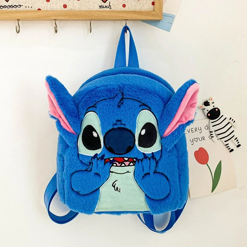 디즈니 스티치 플러시 새 배낭 만화 패션 3d 미니 여성 배낭 대용량 귀여운 어린이 Schoolbag 고품질