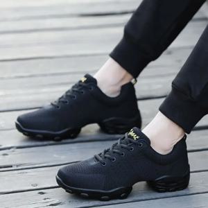 댄스 신발 남자 숙녀 현대 소프트 Outsole 재즈 스니커즈 가죽 메쉬 통기성 경량 여성 춤 피트니스 신발 스포츠