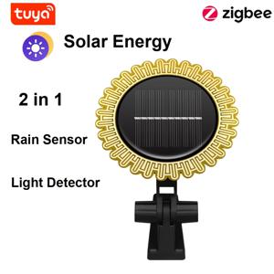 Tuya 스마트 Zigbee 햇빛 비 센서 태양열 충전 실시간 빗물 감지기 스마트 라이프 앱은 집 야외용으로 제어됩니다.