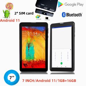 어린이용 안드로이드 11 태블릿 PC, 쿼드 코어 CPU, 3G 휴대폰 태블릿, 2 * SIM 카드, 와이파이 듀얼 카메라, 7 인치, 1GB RAM, 16GB ROM, SC7731, 인기 판매