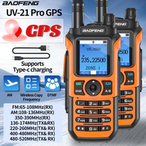 2PCS Baofeng UV 21 GPS AM/FM 무선 복사 주파수 워키 토키 장거리 방수 Type-C 충전기 햄 라디오 UV 17 PRO GPS