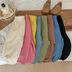 솔리드 컬러 간단한 어린이 바지 여름 의류 얇은 느슨한 어린이 모기 방지 바지 아기 소녀 Bloomers 캐주얼 바지