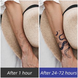 허브 주스 문신 스티커 오래 지속되는 15 일 방수 가짜 문신 Sweatproof 뱀 꽃 남성 여성을위한 임시 문신