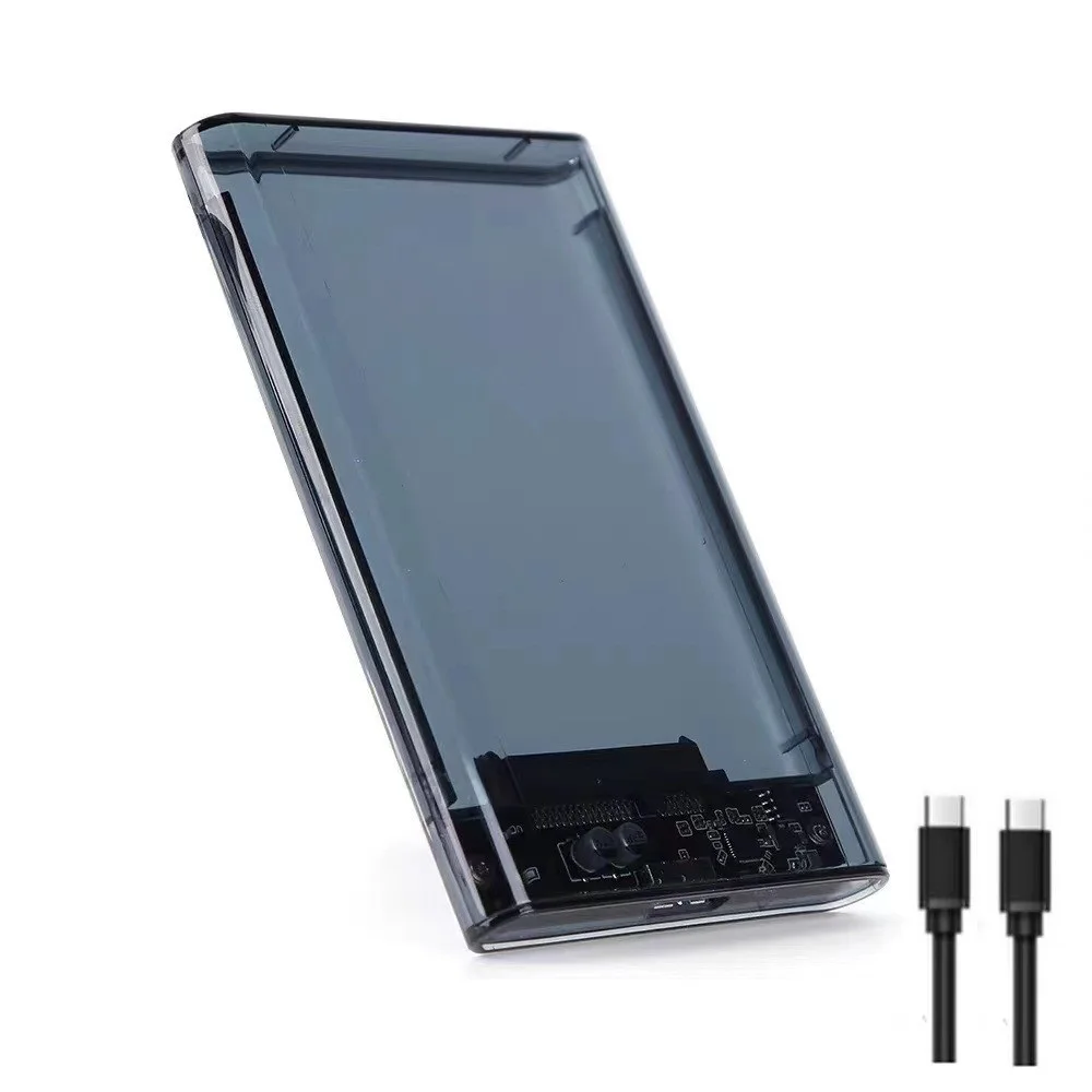 투명 HDD 케이스 캐디 박스, HDD 인클로저 2.5 SSD SATA-USB 3.0 C타입 3.1 어댑터, 외장 하드 드라이브 박스