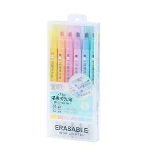 6pcs 지울 수있는 형광펜 파스텔 마커 아트 드로잉을위한 듀얼 팁 형광펜 낙서 마킹 학교 오피스 문구