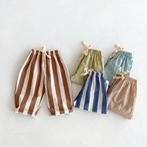 1 2 3 4 5 세 아동복 줄무늬 하렘 바지 패션 캐주얼 루즈 아동복 바지 소년 소녀 얇은 와이드 레그 팬츠