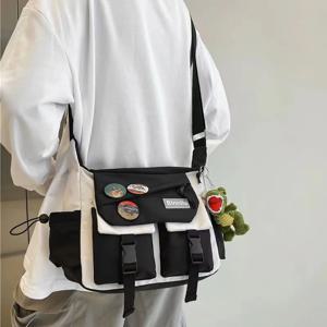 남성 여성을위한 프레피 캐주얼 나일론 크로스 바디 백 십대 메신저 백, 여행용 학생 통근 싱글 숄더 백 매일 사용