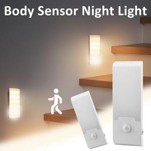 모션 센서 LED 야간 조명 USB 충전식 벽 조명 캐비닛 옷장 통로 계단 침대 옆 침실 야간 조명