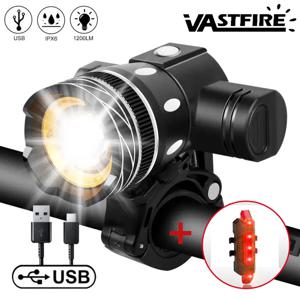 미등 장착 T6 LED 자전거 전조등, USB 충전식 랜턴, 줌 자전거 헤드라이트, 사이클링 손전등, 자전거 액세서리, 신제품