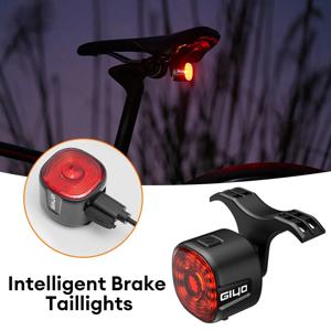 자동 브레이크 감지 자전거 테일 라이트 USB 충전식 IP66 방수 LED 경고등 MTB 도로 자전거 야간 안전 C