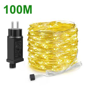 50M 100M LED 크리스마스 조명 110V 220V 요정 갈 랜드 문자열 빛 야외 정원 룸에 대 한 방수 새 해 파티 장식