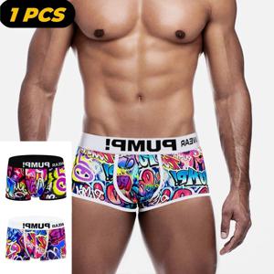 1PCS MP 섹시한 속옷 남자 Boxershorts 낮은 허리 비키니 남자 복서 반바지 재미 있은 낙서 남자 트렁크 게이 남자 속옷 복서 MP225