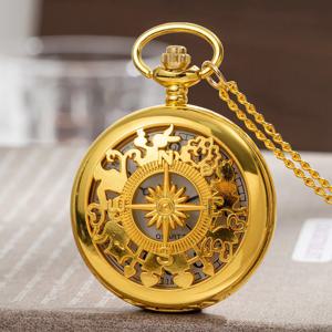 골동품 Steampunk 빈티지 아라비아 숫자 석영 주머니 시계 골드 케이스 목걸이 펜던트 시계 체인 남성 여성