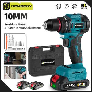 NEWBENY 10mm 21+2 토크 브러시리스 전기 드릴 무선 전기 스크루 드라이버 18V-21V 배터리 용 DIY 가정용 도구