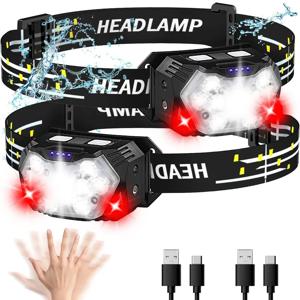 새로운 2000LM 울트라 브라이트 9 LED 전조등 USB 충전식 헤드 라이트 6 모드 방수 모션 센서 헤드 램프 작업 손전등
