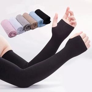 아이스 실크 소매 자외선 차단 커프 팔 소매, 긴 장갑, 태양 자외선 차단, 손 보호대 커버, 미끄럼 방지, 여름 야외 라이딩