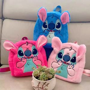 디즈니 스티치 플러시 새 만화 배낭 패션 3d 미니 여성 배낭 대용량 귀여운 어린이 Schoolbag 고품질