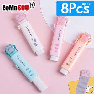 1-8Pcs 새로운! Kawaii 고양이 발 고무 지우개 어린이를위한 개폐식 연필 지우개 학생 학교 홈 오피스 쓰기 그림