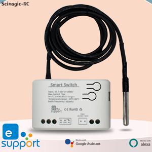 eWeLink WiFi 스위치 10A 2200W 무선 제어, 전력 소비 모니터링 온도 및 습도 온도 조절기 Alexa