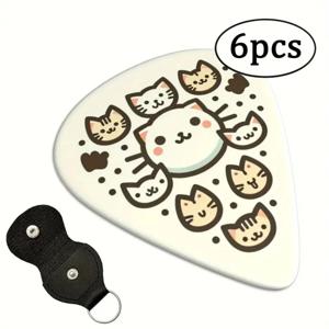 6 Pcs 오리지널 사운드 기타 추천, 양면 인쇄 우쿨렐레 기타 손가락 파편, 키 체인 홀스터, 음악 애호가를위한 선물