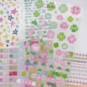 6PCS 데칼 투명 스티커 세트 A7 링 바인더 펀치 더블 스티커 저널 Scrapbooking 장식 스티커