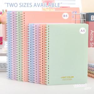 A5/B5 멀티 컬러 소프트 탄성 나선형 소프트 코일 노트 70매, 쉽게 찢어지는 내부 페이지 디자인