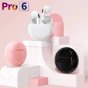 기존 Pro6 TWS 무선 블루투스 헤드셋 블루투스 5.3 이어폰 스포츠 이어 버드 모든 스마트 폰용 스마트 터치 음악 헤드셋
