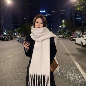 겨울 스카프 여성 럭셔리 가을 겨울 캐시미어 스카프 두꺼운 따뜻한 목도리 클래식 Tassels 푹신한 스카프 솔리드 컬러 소프트 목도리