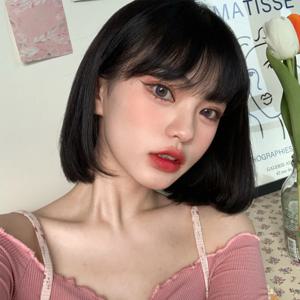 여성용 짧은 머리 합성 섬유 가발, 천연 그물 셀럽 리사, 밥 포함, 한국 어깨 길이 헤어, 패션