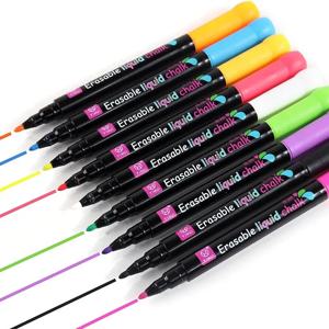 8 색 1-2mm 액체 분필 지울 수있는 형광펜 형광 마커 펜 화이트 보드 낙서 LED 광고 칠판 흰색
